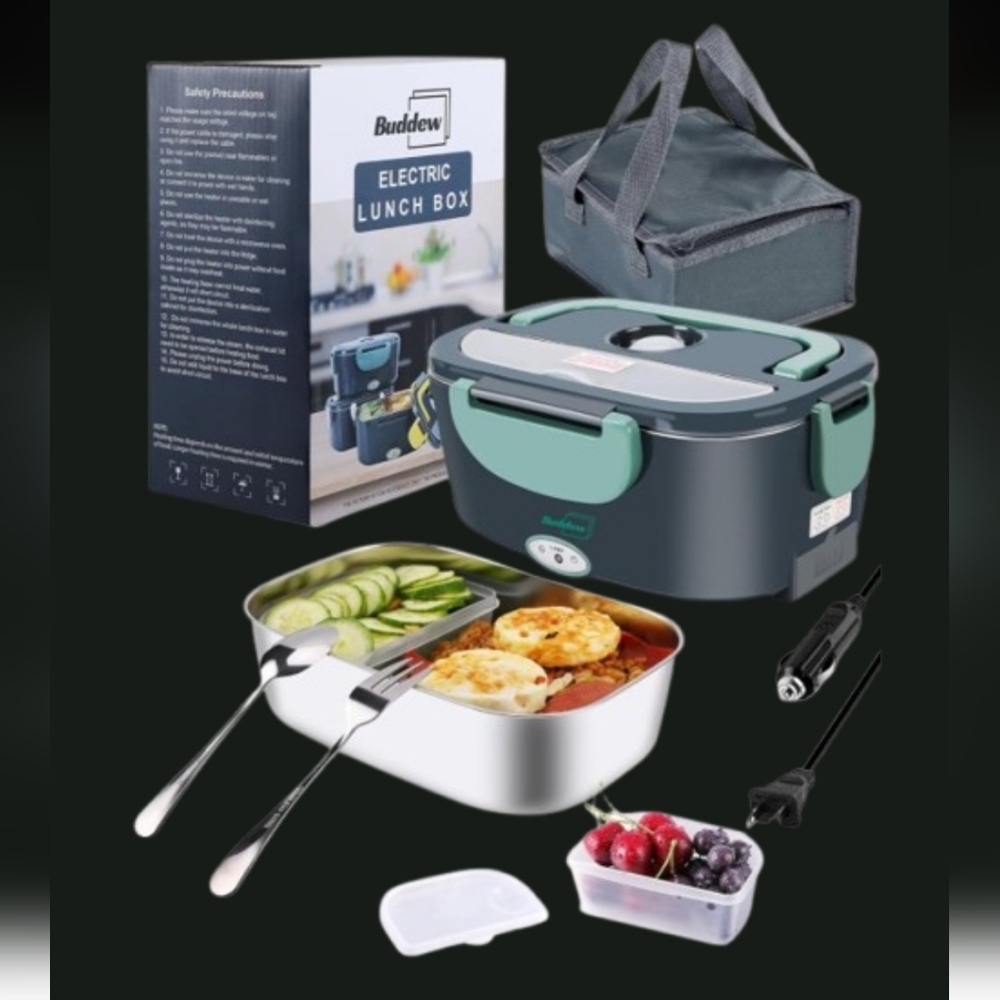 BUDDEW PORTABLE ELECTRIC HEATED LUNCH BOX FOR ADULTS NEW OPEN BOX